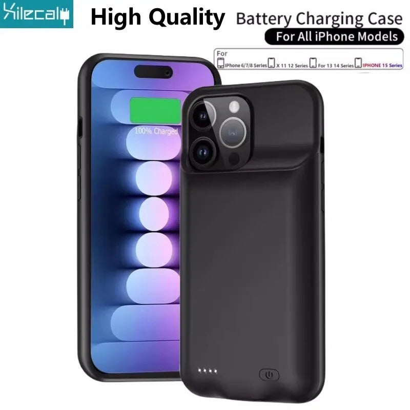Xilecaly Ultra-Slim Battery Case for iPhone 15/14/13/12/XS/XR/7/8 Plus SE